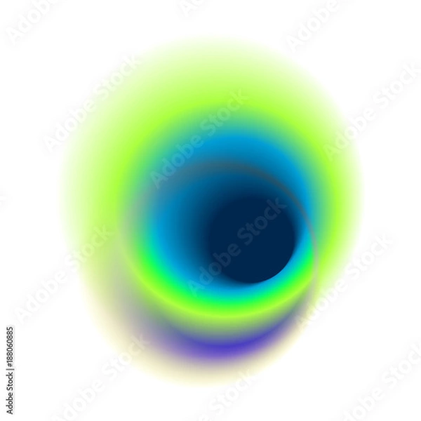 Fototapeta Green radial hole with round peacock colored texture. Blue gradient circle isolated on white background. Turquoise blurred spot vector pattern.