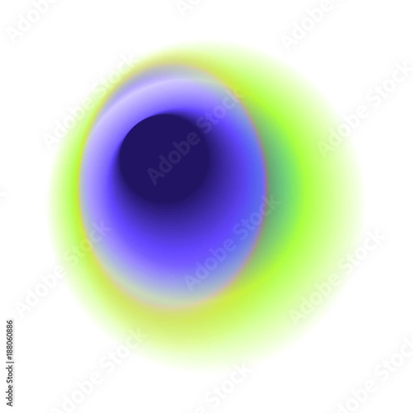 Fototapeta Blue radial hole with round peacock colored texture. Purple blurred spot vector pattern. Green gradient circle isolated on white background.