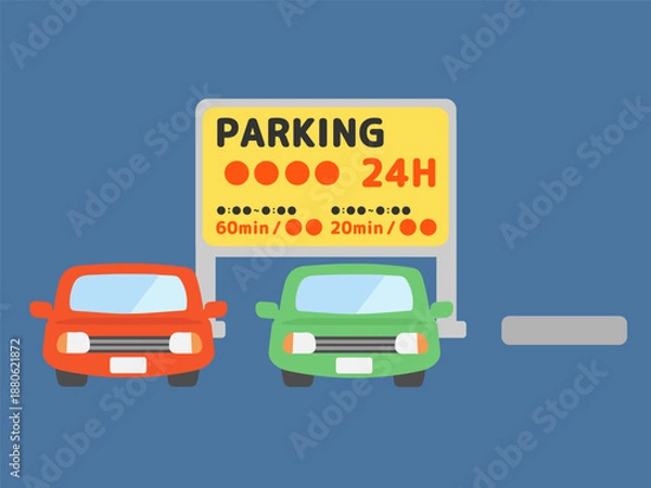 Obraz 夜のコインパーキングのイラスト