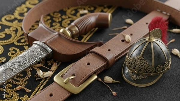 Obraz leather belt on white background