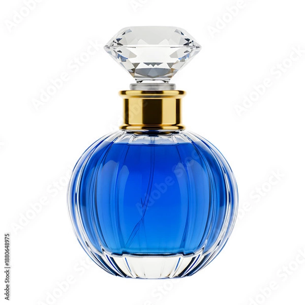 Obraz Elegant Blue Perfume Bottle with Diamond Cap