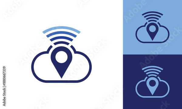 Obraz Cloud map signal logo design concept