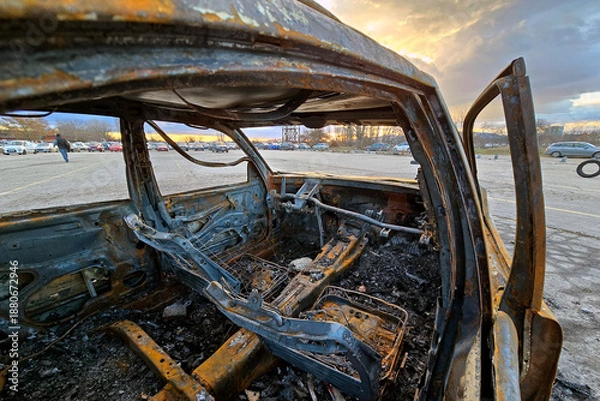 Obraz Burnt car