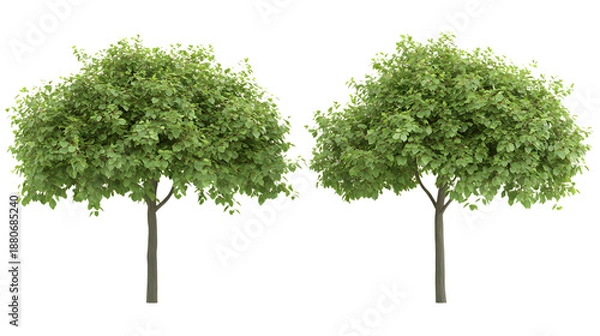 Obraz Two green trees, Isolated on White background.