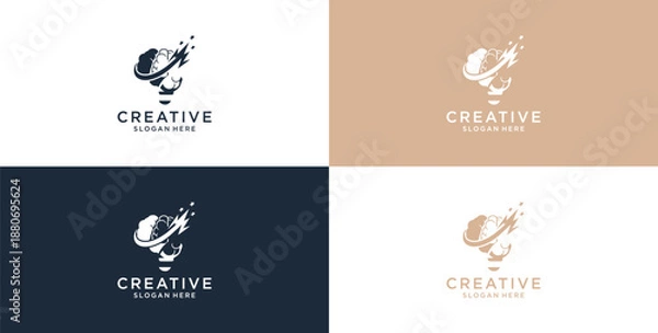 Obraz Creative Digital Brain Logo Design Template