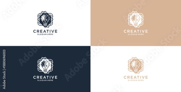 Obraz Creative Digital Brain Logo Design Template