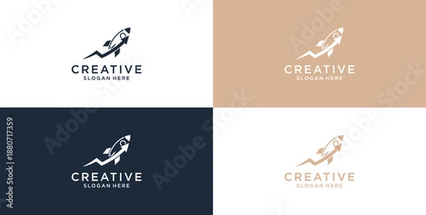 Obraz Rocket Logo Design Concept for Digital Marketing,