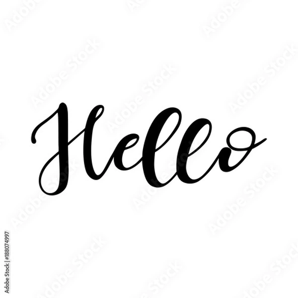 Fototapeta Lettering hello wrote by brush. Hello calligraphy.