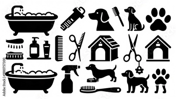 Obraz Pet care icons set