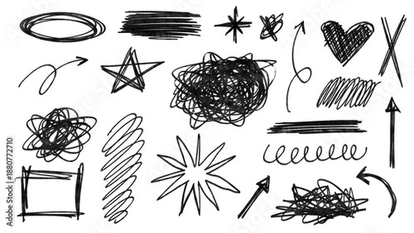 Obraz set of hand drawn scribbles