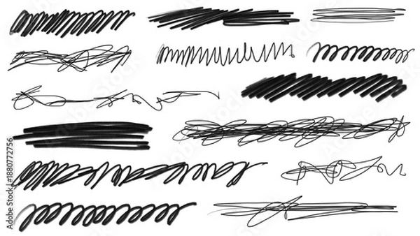 Obraz Abstract Black Hand-Drawn Brush Stroke Illustration Elements