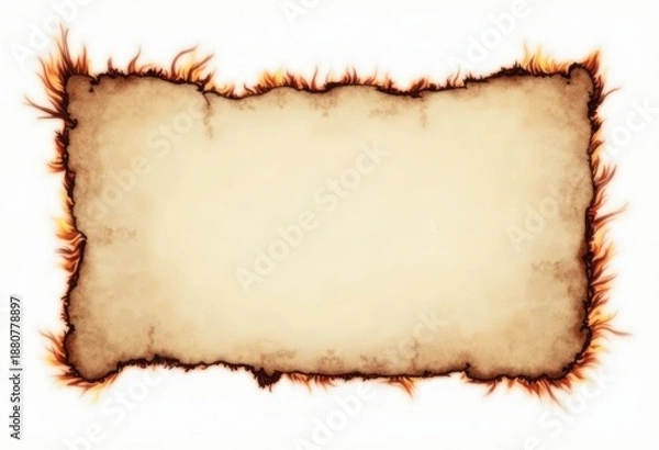 Obraz Aged Parchment with Fiery Edges for Creative Projects