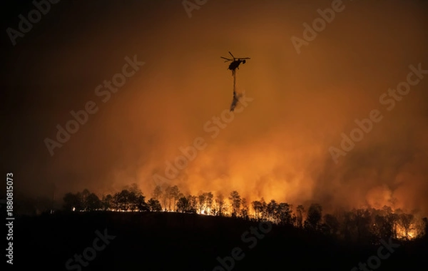 Obraz forest fire disaster is burning caused by human