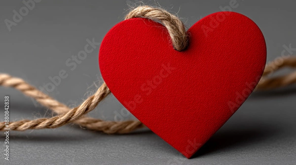 Obraz Red heart-shaped tag 