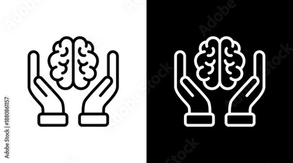 Obraz Brain Care  White Icon Set Design