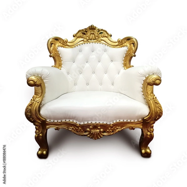 Obraz Classic white leather armchair isolated on white background