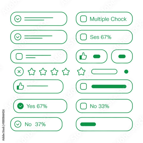Obraz Minimalist green UI elements for web and app design, vector illustration set