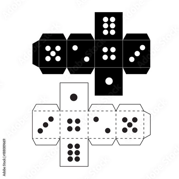 Fototapeta DIY paper craft dice template