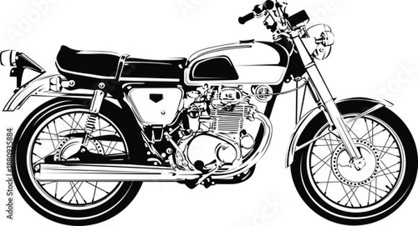 Obraz Classic Motorcycle Side View Illustration