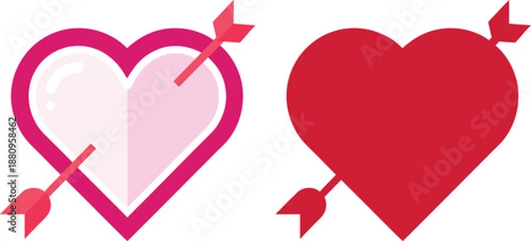 Obraz Two hearts with arrows on a white background
