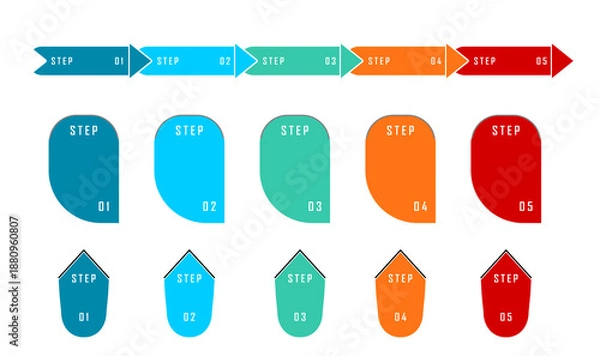 Obraz Five Step Infographic Process Flow Icons