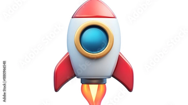 Obraz Cartoon Rocket Launching into Space