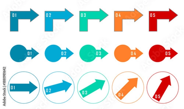 Obraz Arrow Infographic Steps Vector Icons Set