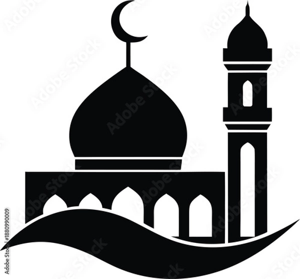Obraz Islamic Mosque Silhouette Vector Icon