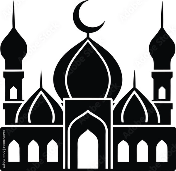 Obraz Islamic Mosque Silhouette Vector Icon