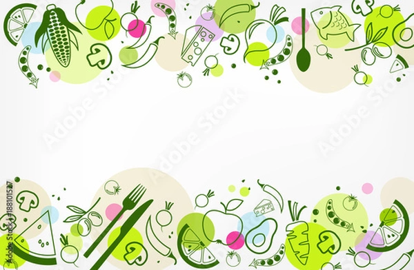 Obraz colourful & healthy food background - vector illustration