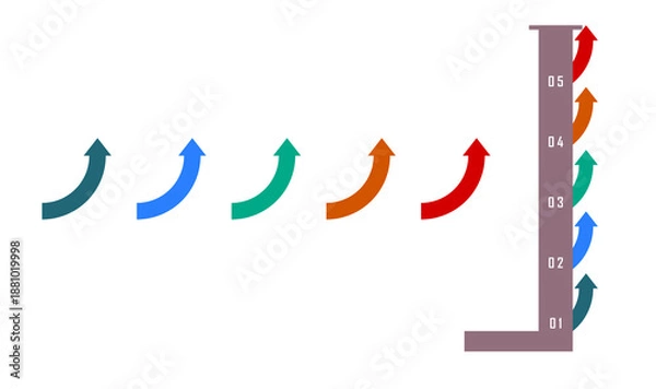 Obraz Curved Upward Arrows Progress Chart Vector