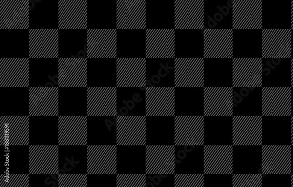 Obraz black fabric jeans textile background, chessboard pattern, checkered pattern 