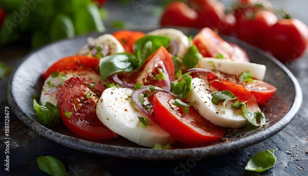 Obraz Mozzarella salad with tomatoes and basil