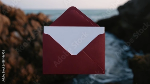 Obraz A red envelope with a white card inside