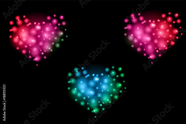 Obraz Romantic background of luminous hearts