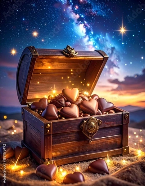 Obraz 星空に輝くバレンタインチョコ宝箱