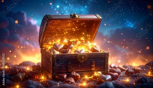 Obraz 星空に輝くバレンタインチョコ宝箱