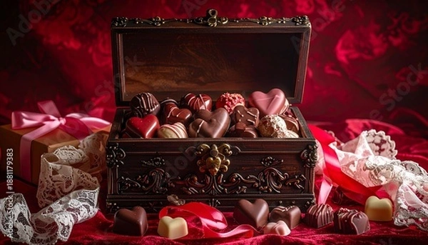 Obraz 大人バレンタイン宝箱チョコ背景