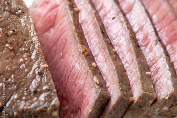 Obraz スライスしたローストビーフのアップ。