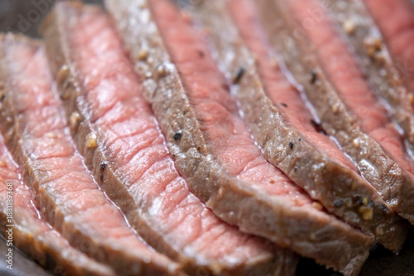 Obraz スライスしたローストビーフのアップ。