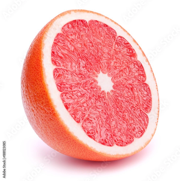 Fototapeta Perfectly retouched sliced half of grapefruit isolated on the white background with clipping path