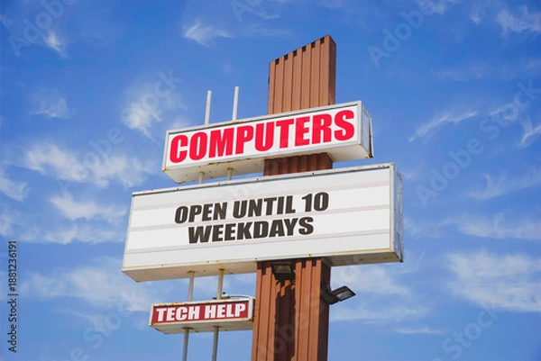 Fototapeta Aged and worn computers sign