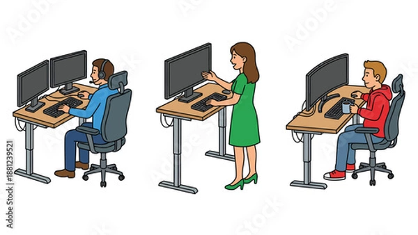 Obraz Ergonomic Workstations: Standing and Sitting Options