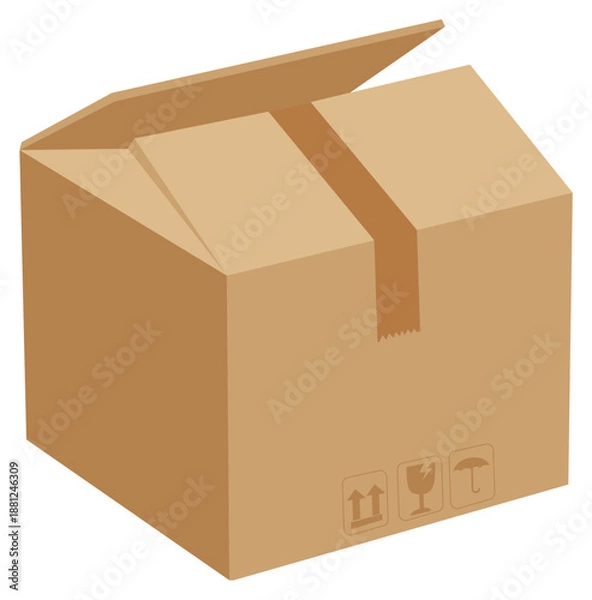 Obraz Open Cardboard Box Packaging Illustration