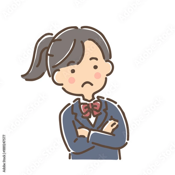 Obraz 腕を組んで考え事をしている女子学生／単品