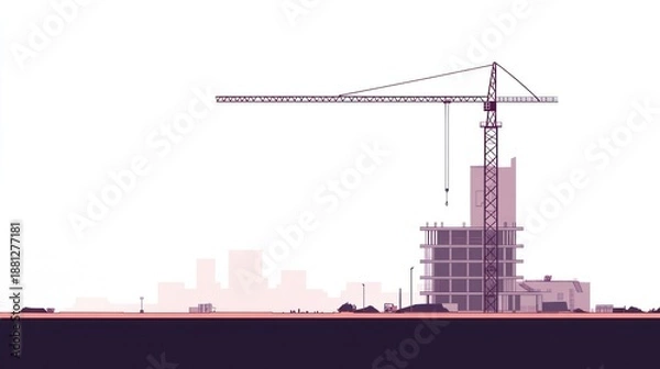 Obraz Construction crane at skyscraper under construction