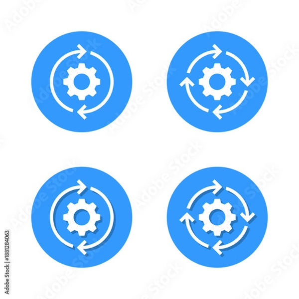 Obraz Gear reload icon with shadow. System update, process cycle, and settings symbol