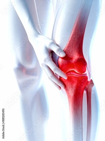 Obraz Human knee joint with pain indication