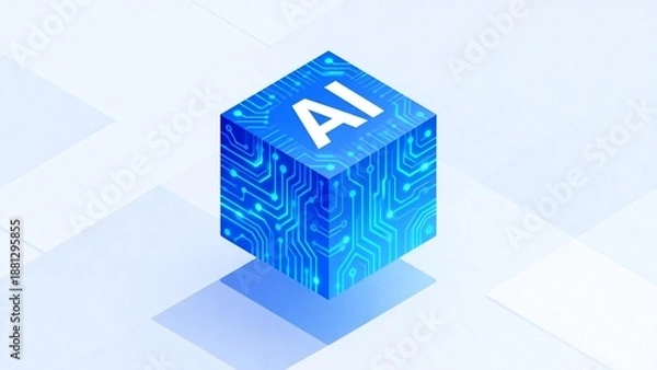 Fototapeta AI technology cube with circuit design