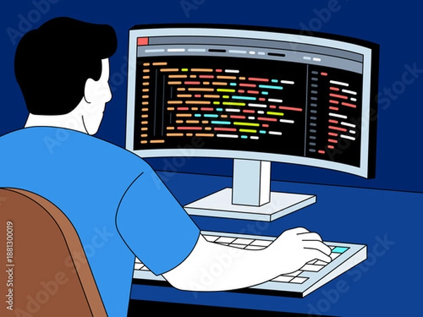 Obraz Back View Programmer